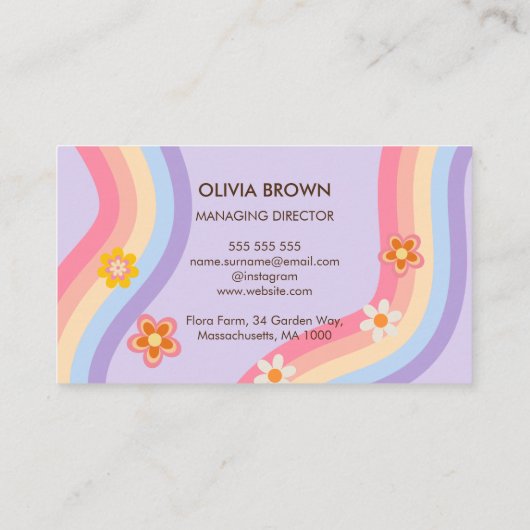 Retro Rainbow Visitekaartje (Achterkant)