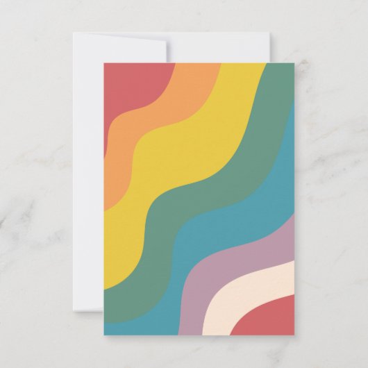 Retro Rainbow Wave LGBTQ Gay Pride Bruiloft Bedankkaart (Achterkant)