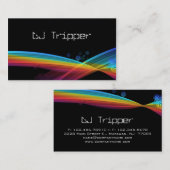 Retro Rainbow Wave Visitekaartje Black DJ (Voorkant / Achterkant)