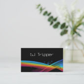 Retro Rainbow Wave Visitekaartje Black DJ (Staand voorkant)