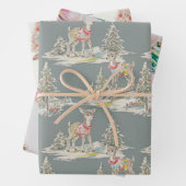 Retro Rainbow Wrapping Paper Flat Sheet Set of 3 (In situ)