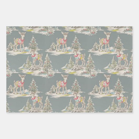 Retro Rainbow Wrapping Paper Flat Sheet Set of 3 (Voorkant)