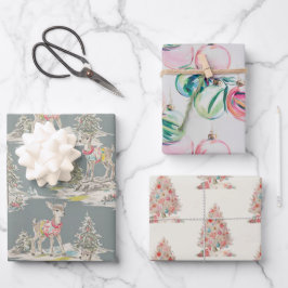 Retro Rainbow Wrapping Paper Flat Sheet Set of 3