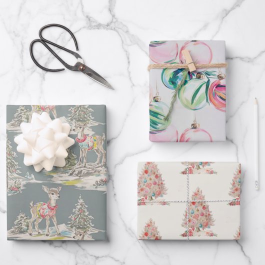 Retro Rainbow Wrapping Paper Flat Sheet Set of 3 (Voorkant)