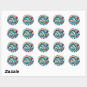 Retro Rainbows kolibrie vriendelijkheid ronde Stic Ronde Sticker (Vel)