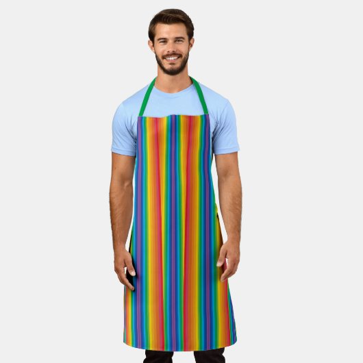 Retro Rainbows Large Apron Schort (Gedragen)