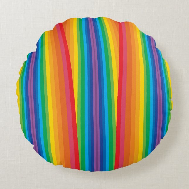 Retro Rainbows Round Pillow Rond Kussen (Voorkant)
