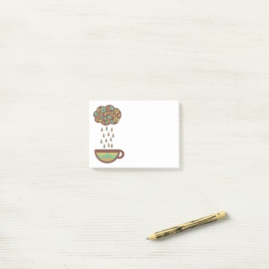 Retro-raining theebladeren wolkenkrabber post-it® notes (Op bureau)