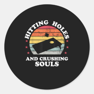 Retro raken gaten en verpletterende zielen Cornhol Ronde Sticker