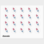 retro raket ijslolly ronde sticker (Vel)