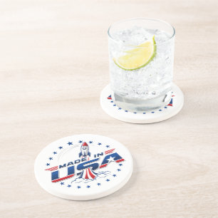 Retro raket Made in USA patriottische badge Zandsteen Onderzetter