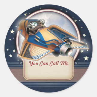 Retro raket naam tag Stickers