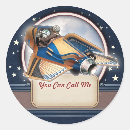 Retro raket naam tag Stickers (Voorkant)