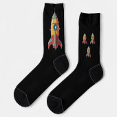 Retro raket naar de maan sokken (Links)