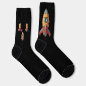 Retro raket naar de maan sokken (Rechts)