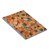 Retro raket ruimtepatroon terracotta teal notitieboek (Rechterzijde)
