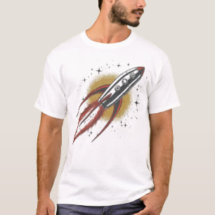 Retro Raket Schip Start Vintage Ruimte Wit T-shirt