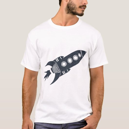 Retro Raket Schip T-shirt (Voorkant)