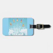 Retro-raketschip lanceert futuristische ruimtekuns bagagelabel (Voorkant horizontaal)