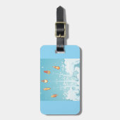 Retro-raketschip lanceert futuristische ruimtekuns bagagelabel (Voorkant verticaal)