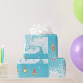 Retro-raketschip lanceert futuristische ruimtekuns cadeaupapier