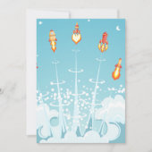 Retro-raketschip lanceert futuristische ruimtekuns kaart (Voorkant)