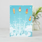 Retro-raketschip lanceert futuristische ruimtekuns kaart