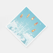 Retro-raketschip lanceert futuristische ruimtekuns servet (Hoek)