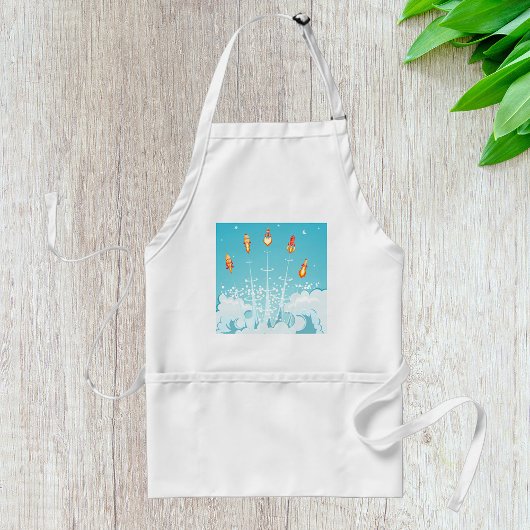 Retro-raketschip lanceert futuristische ruimtekuns standaard schort