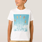 Retro-raketschip lanceert futuristische ruimtekuns t-shirt (Voorkant)