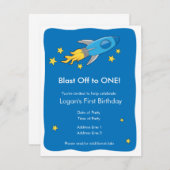 Retro-raketschip ontploffing van verjaardagsuitnod kaart (Voorkant / Achterkant)