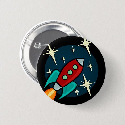 RETRO-RAKETSCHIP RONDE BUTTON (Voorkant /achterkant)