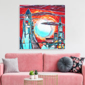 Retro raketten Kleurrijke Space Exploration Print (Insitu (Woonkamer))