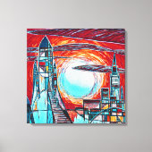 Retro raketten Kleurrijke Space Exploration Print (Voorkant)