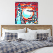 Retro raketten Kleurrijke Space Exploration Print (Insitu (Slaapkamer))