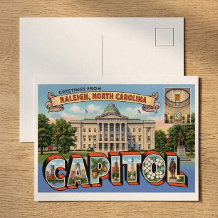 Retro Raleigh NC State Capitol Reis Souvenir Briefkaart