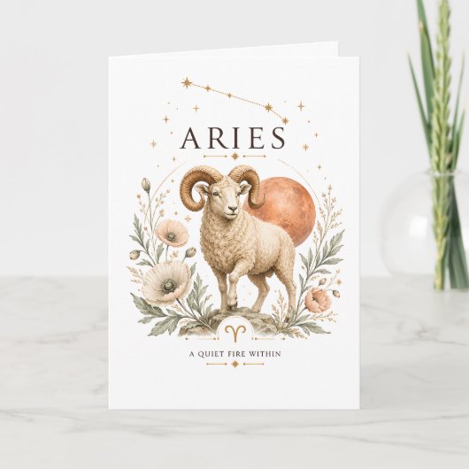 Retro Ram Sterrenbeeld Astrologie Horoscoop Teken Kaart (Voorkant)