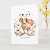 Retro Ram Sterrenbeeld Astrologie Horoscoop Teken Kaart (Gele Bloem)