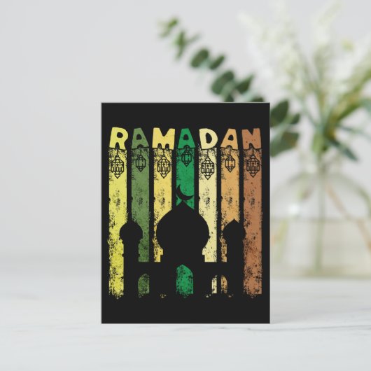 Retro Ramadan Moskee Briefkaart (Staand voorkant)
