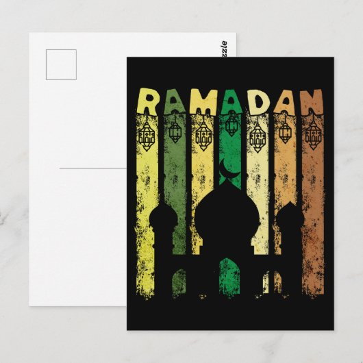 Retro Ramadan Moskee Briefkaart (Voorkant / Achterkant)
