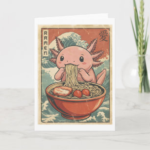Retro Ramen Axolotl Japans Voedsel Kunst Kawaii Kaart