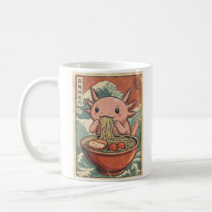 Retro Ramen Axolotl Japans Voedsel Kunst Kawaii Koffiemok