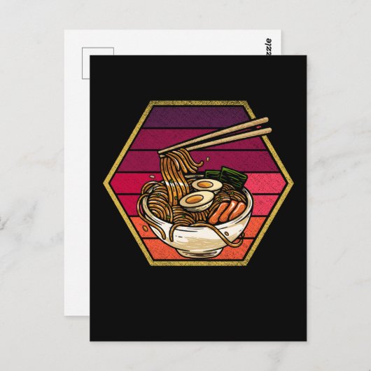 Retro Ramen Bowl Anime Japanese Noodles Bowl Otaku Briefkaart (Voorkant / Achterkant)