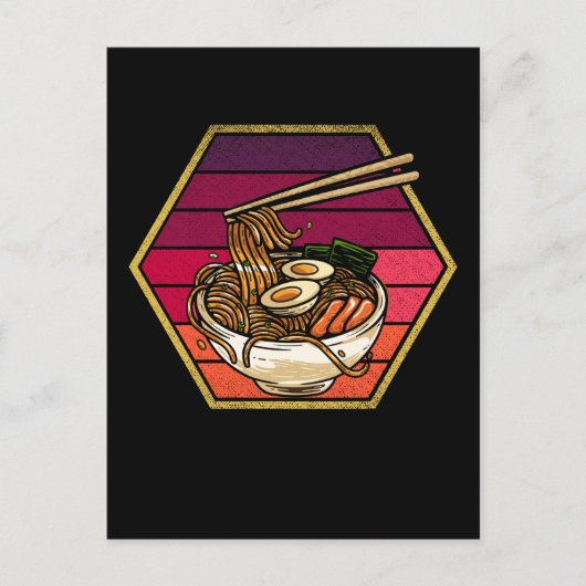 Retro Ramen Bowl Anime Japanese Noodles Bowl Otaku Briefkaart (Voorkant)