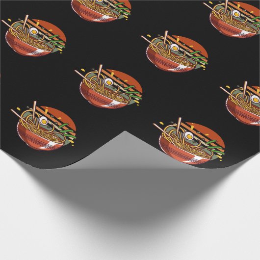 Retro Ramen Bowl met Chopsticks Japanse naalden Cadeaupapier (Hoek)