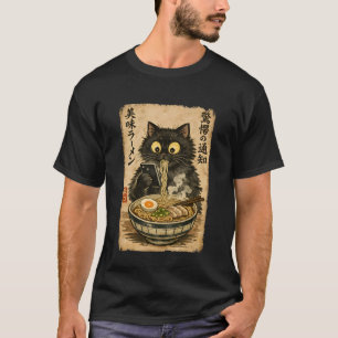 Retro Ramen Kat Vintage Japanse Stijl Grappige Kat T-shirt