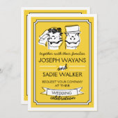 Retro Raptor bruiloft uitnodiging (Voorkant / Achterkant)