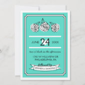 Retro Raptor bruiloft uitnodiging (strepen) (Achterkant)