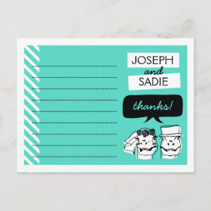 Retro Raptors Wedding Thank You Card Briefkaart
