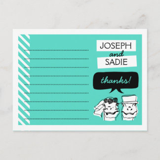 Retro Raptors Wedding Thank You Card Briefkaart